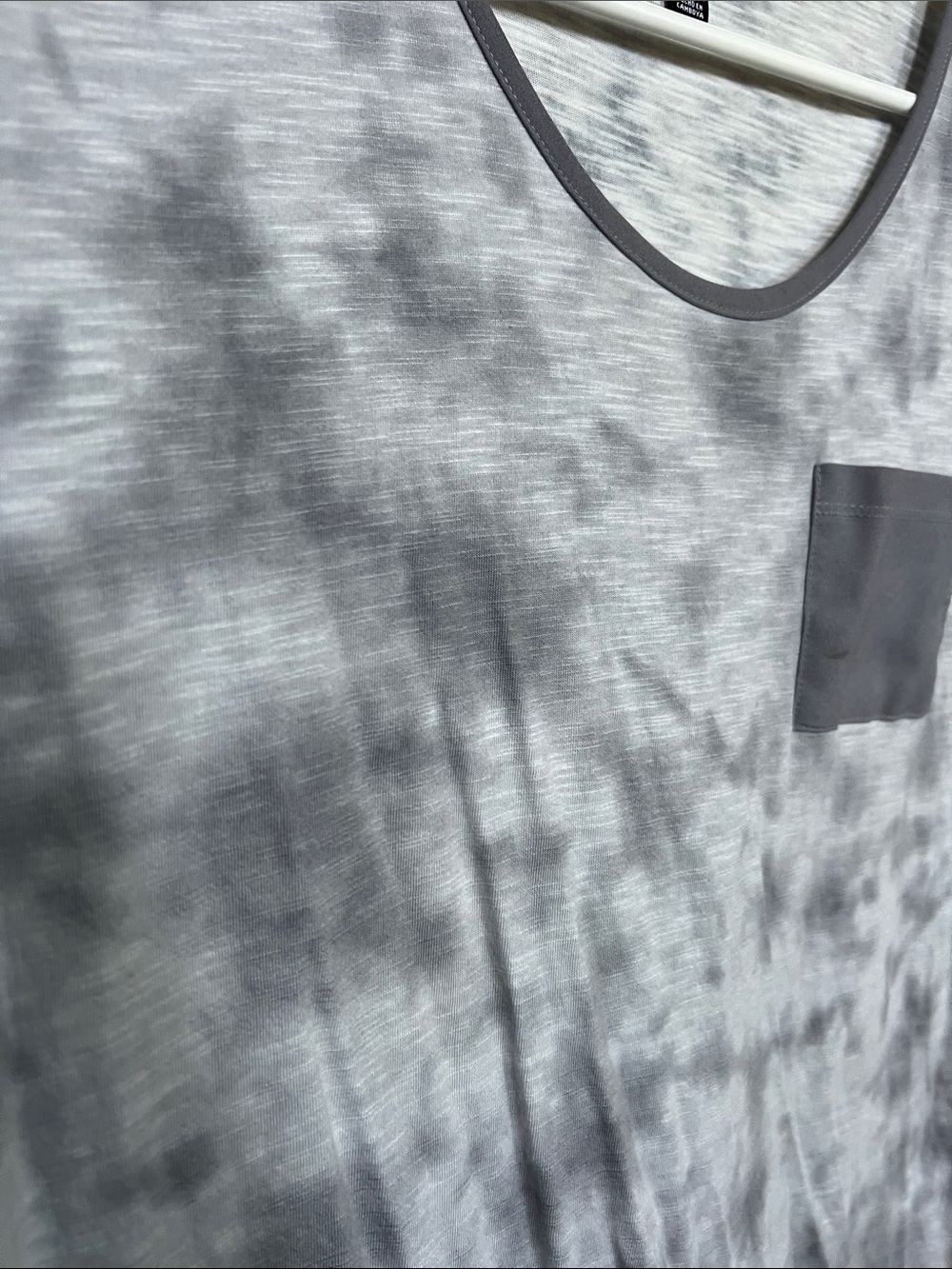 Jones New York Gray Tie-Dye Short Sleeve Pocket Tee - Picture 5 of 7